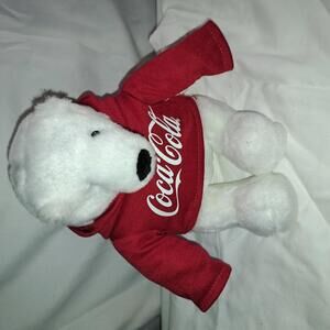 Coca-Cola Polar Bear Plush Stuffed Animal with Red Hoodie
